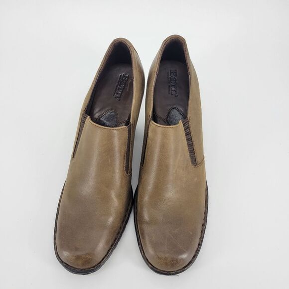 Born mules clogs brown tan leather heel 9 womens shoetie - Picture 6 of 11
